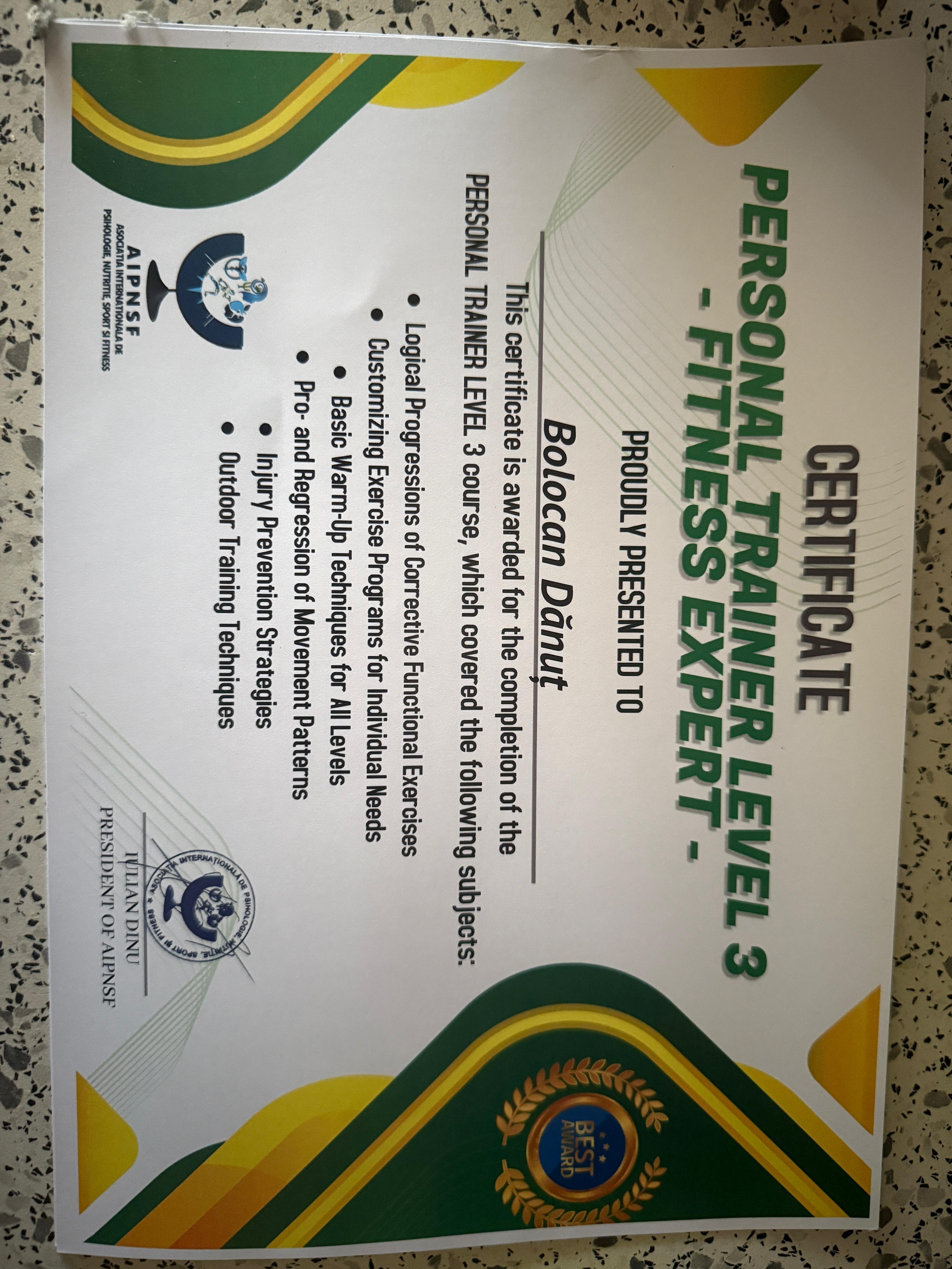 Fitness trainer lvl 3